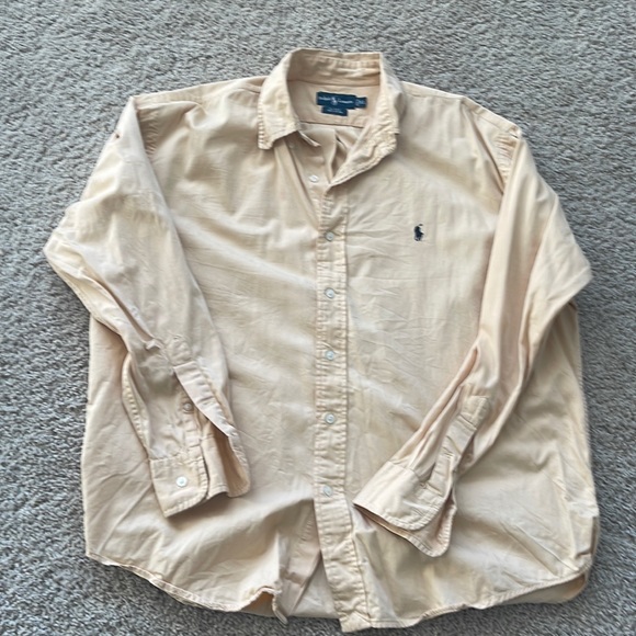 Ralph Lauren BLAKE long sleeve button down shirt, men's size L cotton Beige type Vintage Second Hand